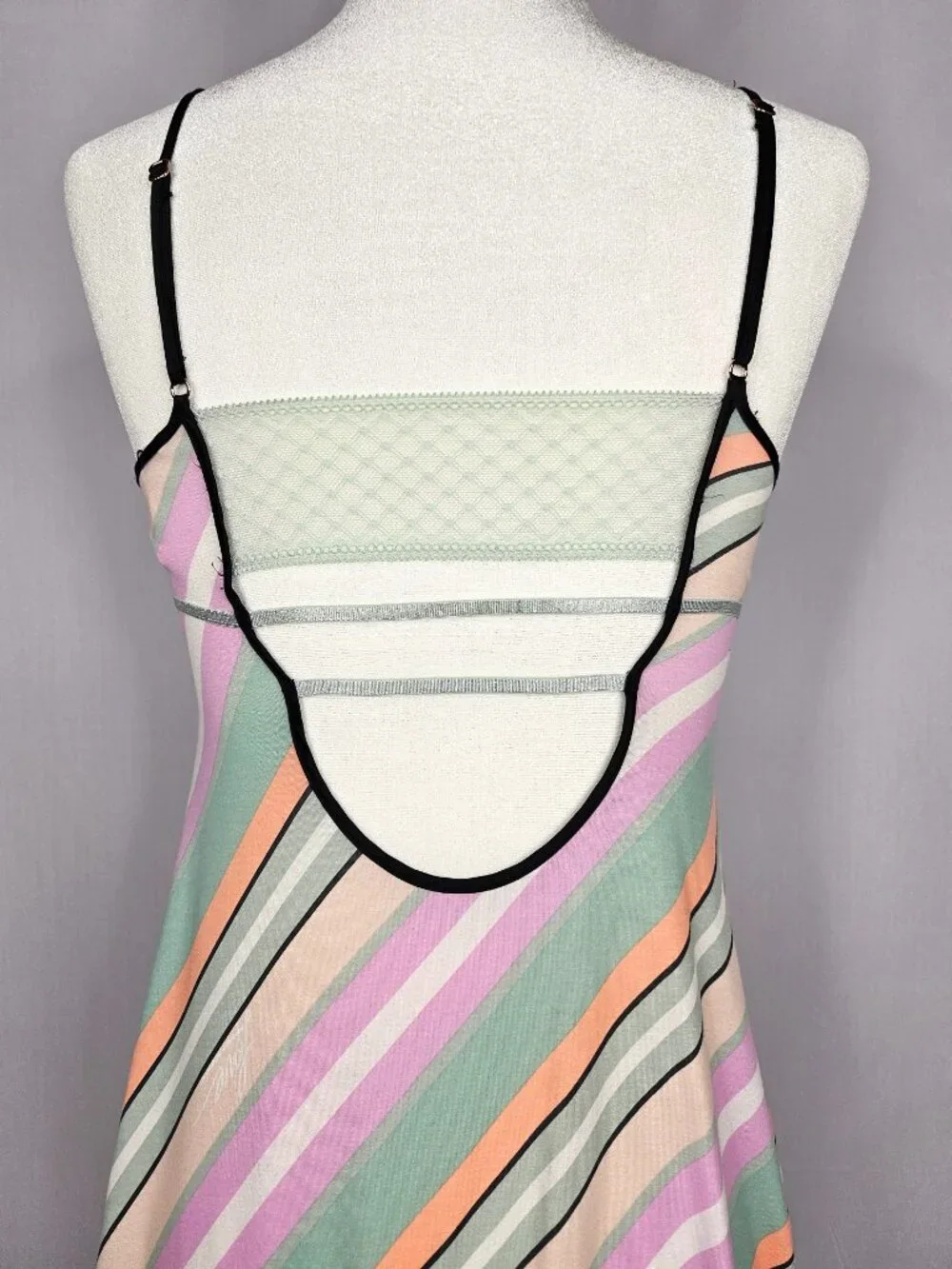 Victoria's Secret Slip Nightgown | Pastel Stripe Lace Chemise | Size XS